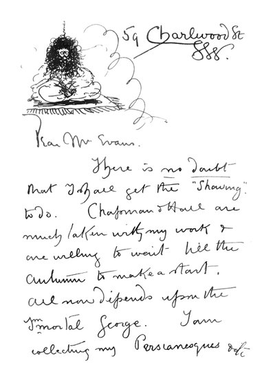 Frederick Evansnek írt autográf levél 1. oldala, 1893 körül alkotó: Aubrey Beardsley
