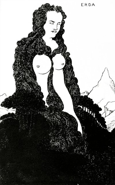 Erda, illusztráció a „Das Rheingold”-hoz 1896 alkotó: Aubrey Beardsley