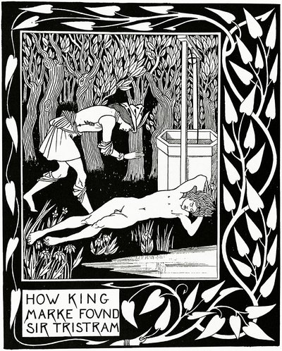 Hogyan találta meg Marke király Sir Tristramot? Illusztráció Sir Thomas Malory „Le Morte d