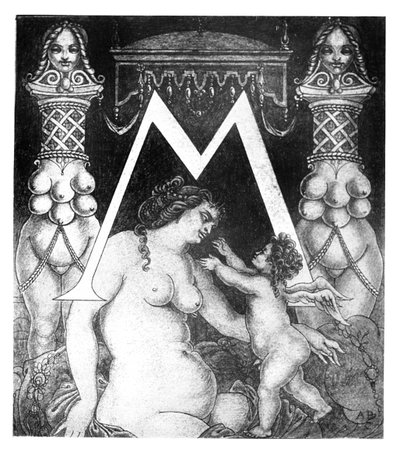 Kezdő „M” betű a Volpone számára, 1898 alkotó: Aubrey Beardsley