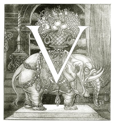 Kezdő „V” betű Volponéhoz, 1898 alkotó: Aubrey Beardsley