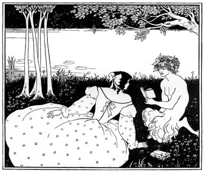 Pán felolvas egy nőnek a patak mellett, 1898. alkotó: Aubrey Beardsley