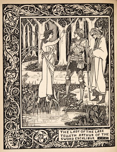 A tó úrnője mesél Artúrnak az Excalibur kardról alkotó: Aubrey Beardsley