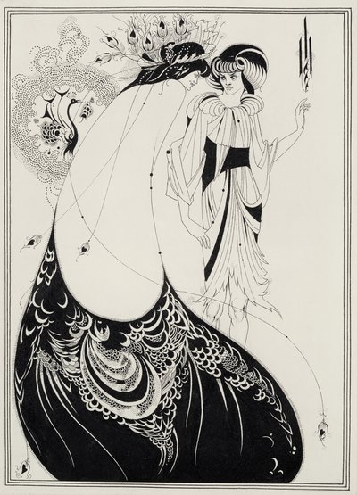 A pávaszoknya, Oscar Wilde (1854-1900) Salome angol kiadásának illusztrációja, 1893 (fekete tinta és grafit a papíron) alkotó: Aubrey Beardsley