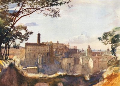 Róma: A Capitolium a Palatinusról (színes litográfia). alkotó: Aubrey Waterfield