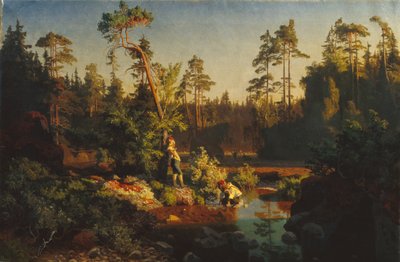 Kisfiúk az erdőben (Shepherd boys) (festmény) alkotó: August Cappelen