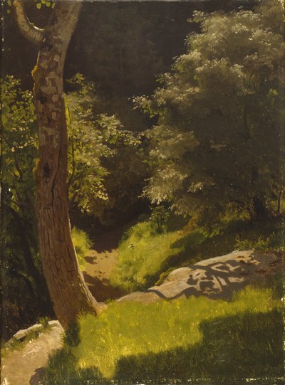 Park táj kerti ösvényekkel (olaj, vászon) alkotó: August Cappelen