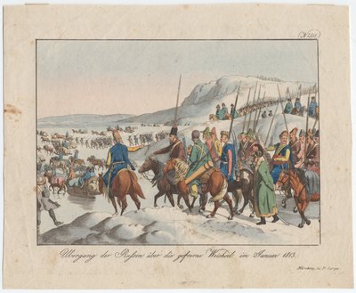 Az orosz hadsereg 1813 januárjában átkel a Visztulán, kb. 1815 alkotó: August Friedrich Andreas Campe
