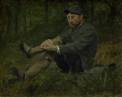 Thorvald Bindesbøll építész a kulleni lucfenyőben alkotó: August Jerndorff