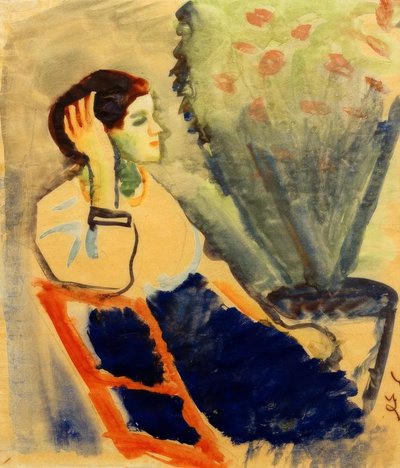 Nő piros széken alkotó: August Macke