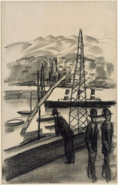 Kikötő hegyekkel alkotó: August Macke