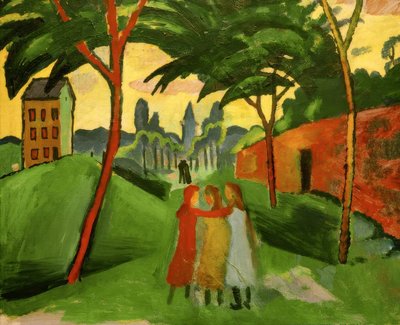 Táj három lánnyal alkotó: August Macke