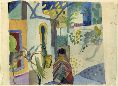 Lány lóval és szamárral alkotó: August Macke