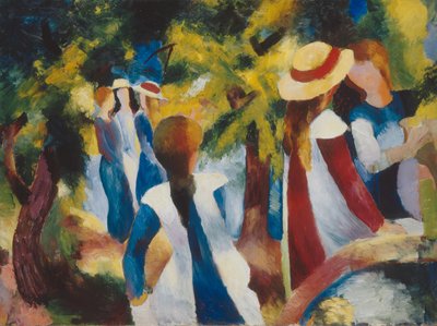 Lány fák alatt alkotó: August Macke
