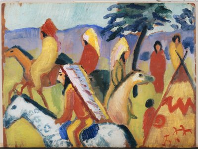 Indiánok lovaglás a sátorban alkotó: August Macke