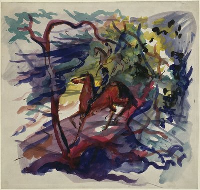 Lovas az erdőben alkotó: August Macke
