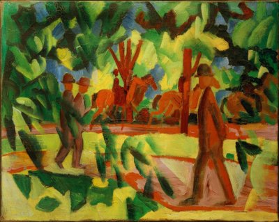 Lovasok és sétálók a sugárúton alkotó: August Macke