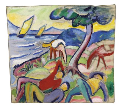 Alvó lovasok, 1910 alkotó: August Macke