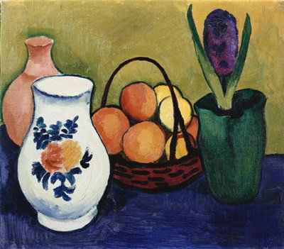 A fehér kancsó virággal és gyümölccsel, 1910 alkotó: August Macke