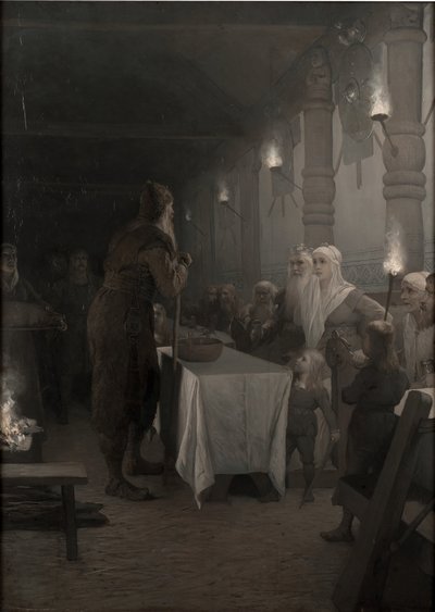 Frithiof Ring királyhoz érkezik (a Frithiof-mondából) alkotó: August Malmström