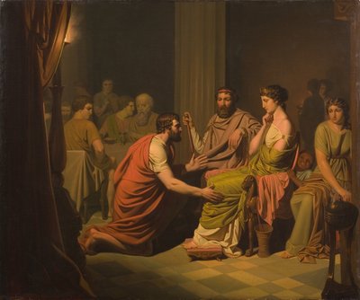 Odüsszeusz Alkinoosz, a phaiákok királya előtt alkotó: August Malmström