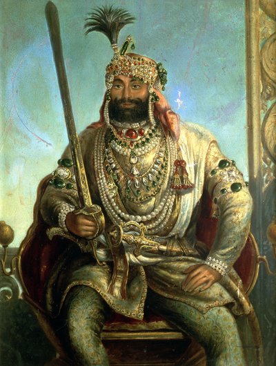 Maharaja Sher Singh portréja, királyi ruhában, 1850 körül alkotó: August Theodor Schoefft