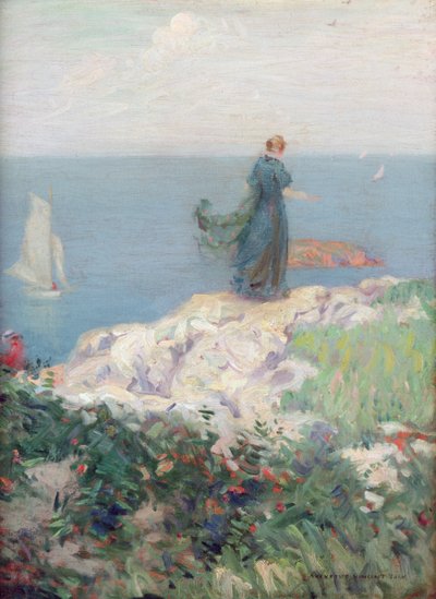 Tengerparti jelenet (olaj, vászon) alkotó: August Vincent Tack