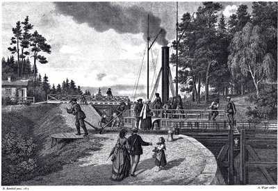 Kilátás a Juustila-zsilipre Finnországban, 1873 alkotó: August Weger