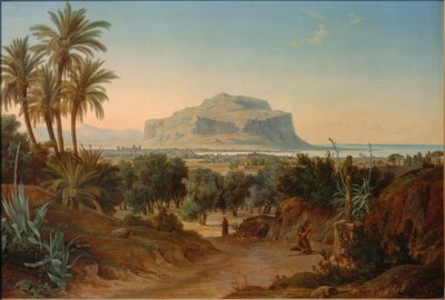 Kilátás Palermóra és a Monte Pellegrinóra alkotó: August Wilhelm Julius Ahlborn