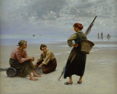Kagylógyűjtők, Bretagne (olaj, vászon) alkotó: August Wilhelm Nikolaus Hagborg