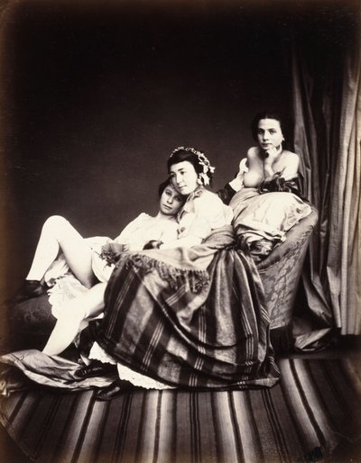 Három meztelen nő a fotelben, 1850 körül alkotó: Auguste Belloc