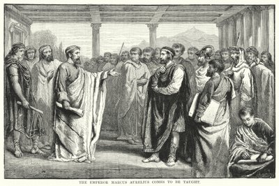 Marcus Aurelius császárt tanítani jön (metszet) alkotó: Auguste Francois (after) Laby