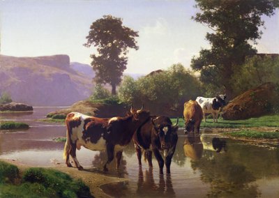 Szarvasmarha egy tó mellett alkotó: Auguste Francois Bonheur