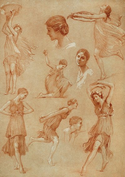 Isadora Duncan amerikai táncosnőt ábrázoló vázlatok – Auguste Francois Marie Gorguet alkotó: Auguste Francois Gorguet