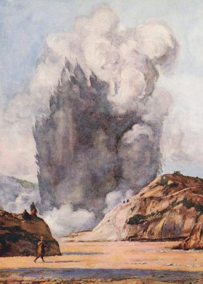 Fekete Gejzír, Új-Zéland (színes litográfia) alkotó: Auguste Gerardin