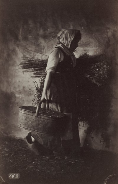Kosarat és szénát cipelő parasztnő, c. 1870. alkotó: Auguste Giraudon
