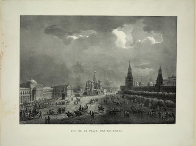 Felső kereskedési sorok a moszkvai Vörös téren, c. 1830 alkotó: Auguste Jean Baptiste Antoine Cadolle