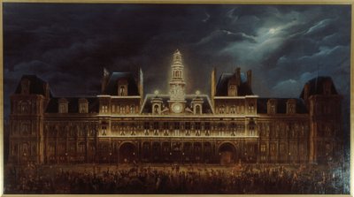 A Hôtel de Ville kivilágítása a május 1-jei királyi nap alkalmából alkotó: Auguste Jean Simon Roux