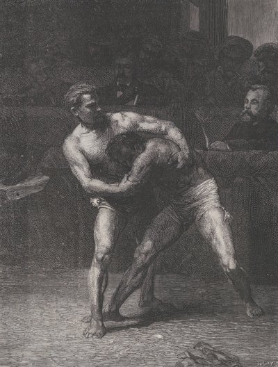Wrestlers The Wrestlers, a Le Monde Illustré-ből, 1875. május 22. alkotó: Auguste Joliet
