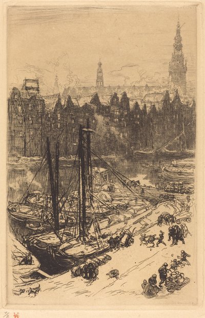 Amszterdam a Victoria Hotelből nézve (Amsterdamvue de Victoria Hotel) alkotó: Auguste Lepere