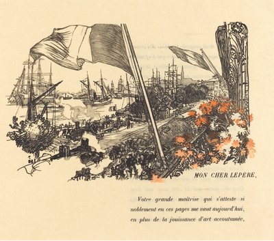 Dedikációs lap, megjelent 1900. alkotó: Auguste Lepere