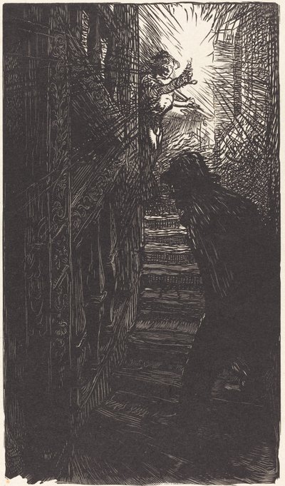 A lépcsőházból faragott rue Boutebrie alkotó: Auguste Lepere