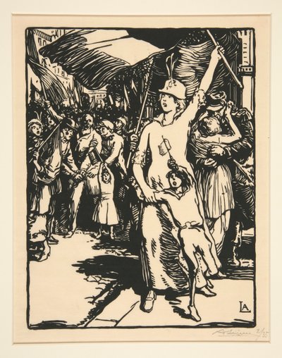 A háborút kihirdették, a La Guerre de 1914-ből, első sorozat, 1. sz. 8 alkotó: Auguste Lepere