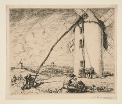 Chapelles szélmalma (Vendee) alkotó: Auguste Lepere
