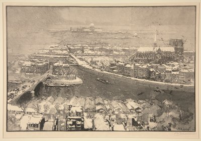 Párizs a hó alatt, mától a St. Gervais (Párizs a hó alatt, a St. Gervais tetejéről nézve) alkotó: Auguste Lepere