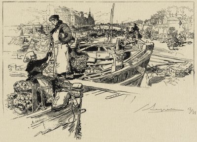 Wharf-jelenet, valószínűleg 1880-as évek (szövetre maratva) alkotó: Auguste Louis Lepère
