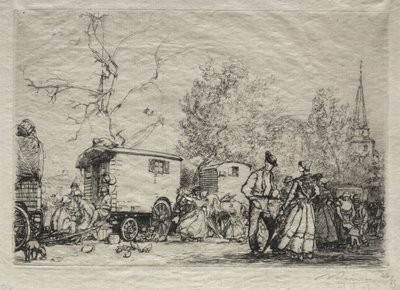 A St. Jean de Mont vásáron alkotó: Auguste Louis Lepère