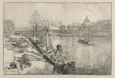 [Nagy gőzhajó Dockban, Párizs] alkotó: Auguste Louis Lepère