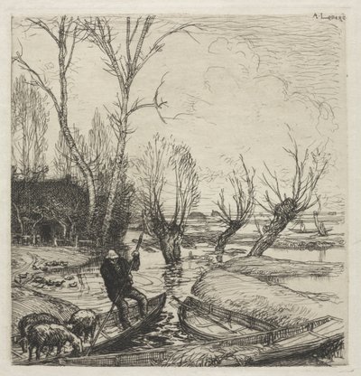 [Ember egy csónakban három báránnyal] alkotó: Auguste Louis Lepère