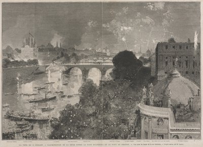 A július 14-i ünnepség, a Köztársaság tér kivilágítása (H. Scott nyomán) alkotó: Auguste Louis Lepère